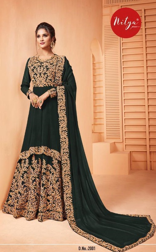 Nitya Heavy Embroidered Georgette semi stitch heavy embroidered with lace Dupatta